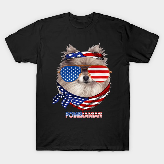 American Flag Pomeranian Dog Lover T-Shirt by eldridgejacqueline